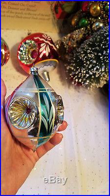 6 Antique Vintage German JUMBO FANCY GLASS CHRISTMAS ORNAMENTS