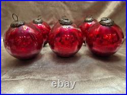 6 Vintage Antique Large German Kugel Crackle Glass Ornament Balls Christmas 6 Vintage Antique Large German Kugel Crackle Glass Ornament Balls Christmas