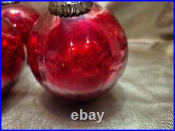 6 Vintage Antique Large German Kugel Crackle Glass Ornament Balls Christmas 6 Vintage Antique Large German Kugel Crackle Glass Ornament Balls Christmas