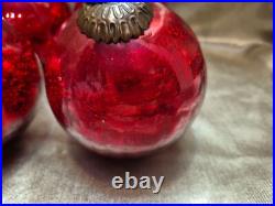 6 Vintage Antique Large German Kugel Crackle Glass Ornament Balls Christmas 6 Vintage Antique Large German Kugel Crackle Glass Ornament Balls Christmas