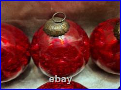 6 Vintage Antique Large German Kugel Crackle Glass Ornament Balls Christmas 6 Vintage Antique Large German Kugel Crackle Glass Ornament Balls Christmas
