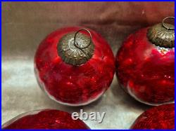 6 Vintage Antique Large German Kugel Crackle Glass Ornament Balls Christmas 6 Vintage Antique Large German Kugel Crackle Glass Ornament Balls Christmas
