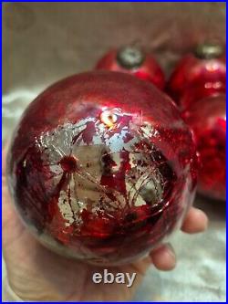 6 Vintage Antique Large German Kugel Crackle Glass Ornament Balls Christmas 6 Vintage Antique Large German Kugel Crackle Glass Ornament Balls Christmas