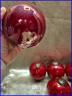 6 Vintage Antique Large German Kugel Crackle Glass Ornament Balls Christmas 6 Vintage Antique Large German Kugel Crackle Glass Ornament Balls Christmas