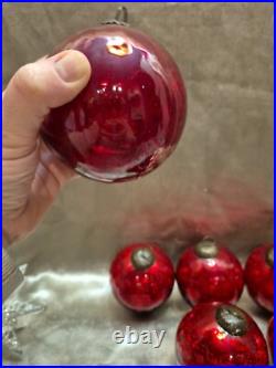 6 Vintage Antique Large German Kugel Crackle Glass Ornament Balls Christmas 6 Vintage Antique Large German Kugel Crackle Glass Ornament Balls Christmas