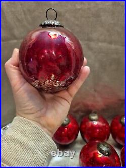 6 Vintage Antique Large German Kugel Crackle Glass Ornament Balls Christmas 6 Vintage Antique Large German Kugel Crackle Glass Ornament Balls Christmas