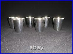 6 Vintage German 8026 WILKENS 835 Silver Schnapps Shot Cup Sterling Shooter