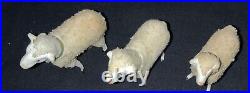 (6) Vintage German Matchstick Legs Wooly Sheep Flock Christmas Putz