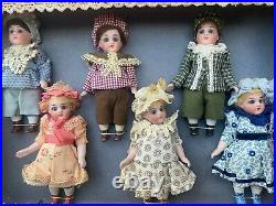 6 antique Porcelain Dolls in the Original Box Kühnlenz Brothers