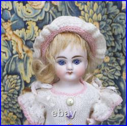 7 1/2 Antique German All-bisque Miniature Doll With Rare Pink Ankle Boots