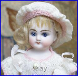 7 1/2 Antique German All-bisque Miniature Doll With Rare Pink Ankle Boots