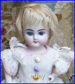 7 1/2 Antique German All-bisque Miniature Doll With Rare Pink Ankle Boots