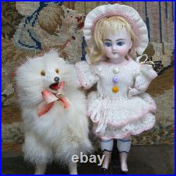 7 1/2 Antique German All-bisque Miniature Doll With Rare Pink Ankle Boots