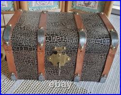 7 Antique German Bisque Head Doll With Trunk & Wardrobe