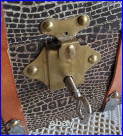 7 Antique German Bisque Head Doll With Trunk & Wardrobe