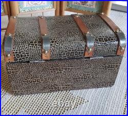 7 Antique German Bisque Head Doll With Trunk & Wardrobe