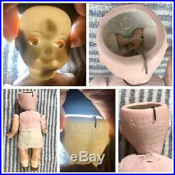 7 Antique German Bisque Head Googly AM 253 Nobbi Kid Doll Original Tag! 18073