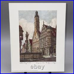 7 Ernst Geissendorfer Original Etchings Rothenburg Germany Hand Colored 7x9