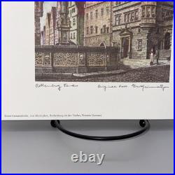 7 Ernst Geissendorfer Original Etchings Rothenburg Germany Hand Colored 7x9