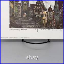 7 Ernst Geissendorfer Original Etchings Rothenburg Germany Hand Colored 7x9