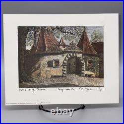 7 Ernst Geissendorfer Original Etchings Rothenburg Germany Hand Colored 7x9