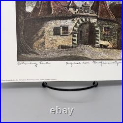 7 Ernst Geissendorfer Original Etchings Rothenburg Germany Hand Colored 7x9