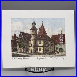 7 Ernst Geissendorfer Original Etchings Rothenburg Germany Hand Colored 7x9