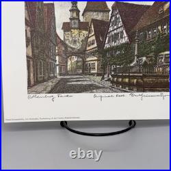 7 Ernst Geissendorfer Original Etchings Rothenburg Germany Hand Colored 7x9