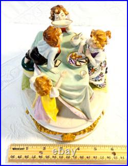 #7 Figurine Antique German Large Oval Base 6 Tall 4 Children at the Table