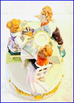 #7 Figurine Antique German Large Oval Base 6 Tall 4 Children at the Table