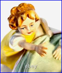 #7 Figurine Antique German Large Oval Base 6 Tall 4 Children at the Table
