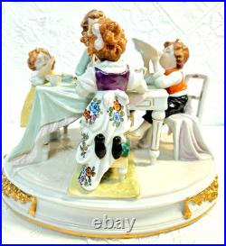#7 Figurine Antique German Large Oval Base 6 Tall 4 Children at the Table