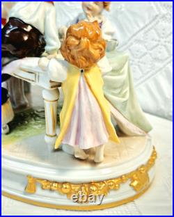 #7 Figurine Antique German Large Oval Base 6 Tall 4 Children at the Table