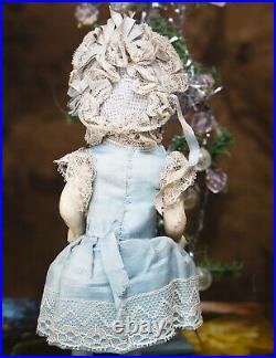 8 (20cm) Antique German Mignonette doll marked E. F. In Original Costume