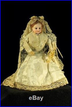 8 AG Limbach Clover Antique German Bisque Glass Eye Doll Kid W Wood Arms & Legs