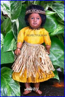 8 Antique German Black-complexioned Character Doll 34.18, By Gebruder Kuhnlenz
