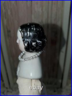 8 Antique German Dollhouse Size China Doll Covered Wagon Hairstyle 1850