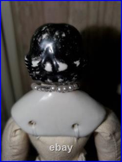 8 Antique German Dollhouse Size China Doll Covered Wagon Hairstyle 1850