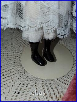 8 Antique German Dollhouse Size China Doll Covered Wagon Hairstyle 1850