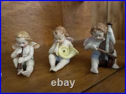 8 PIECE ANTIQUE CHERUB ANGEL BAND MUSICIAN Kister Scheib 19thC GERMAN PORCELAIN