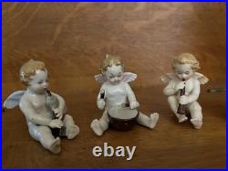 8 PIECE ANTIQUE CHERUB ANGEL BAND MUSICIAN Kister Scheib 19thC GERMAN PORCELAIN