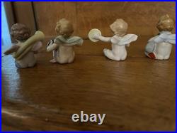 8 PIECE ANTIQUE CHERUB ANGEL BAND MUSICIAN Kister Scheib 19thC GERMAN PORCELAIN