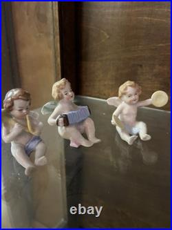 8 PIECE ANTIQUE CHERUB ANGEL BAND MUSICIAN Kister Scheib 19thC GERMAN PORCELAIN