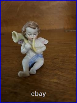 8 PIECE ANTIQUE CHERUB ANGEL BAND MUSICIAN Kister Scheib 19thC GERMAN PORCELAIN