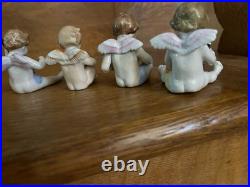 8 PIECE ANTIQUE CHERUB ANGEL BAND MUSICIAN Kister Scheib 19thC GERMAN PORCELAIN