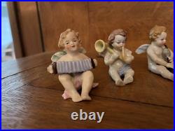 8 PIECE ANTIQUE CHERUB ANGEL BAND MUSICIAN Kister Scheib 19thC GERMAN PORCELAIN