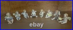 8 PIECE ANTIQUE CHERUB ANGEL BAND MUSICIAN Kister Scheib 19thC GERMAN PORCELAIN