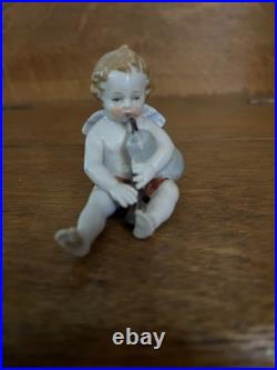 8 PIECE ANTIQUE CHERUB ANGEL BAND MUSICIAN Kister Scheib 19thC GERMAN PORCELAIN