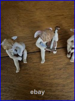 8 PIECE ANTIQUE CHERUB ANGEL BAND MUSICIAN Kister Scheib 19thC GERMAN PORCELAIN