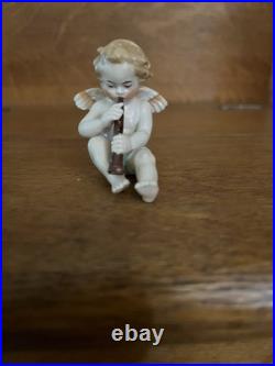 8 PIECE ANTIQUE CHERUB ANGEL BAND MUSICIAN Kister Scheib 19thC GERMAN PORCELAIN